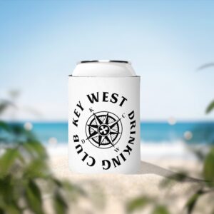 Key West Drinking Club Black and White Can Coozie